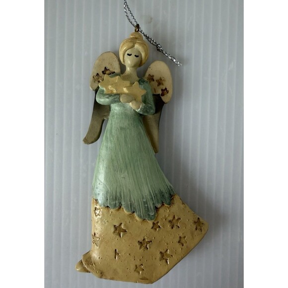 Encore Christmas Angel Ornament Starlight Resin 4” Figurine Vtg 1990s Primitive - Picture 1 of 8